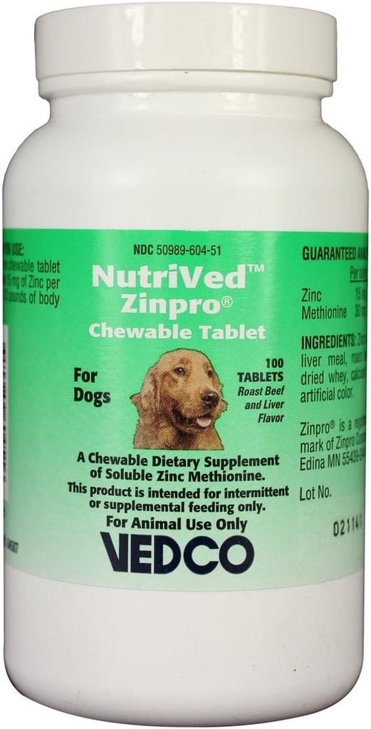 NutriVed ZinPro Comprimés à croquer pour chiens (100 nombre)