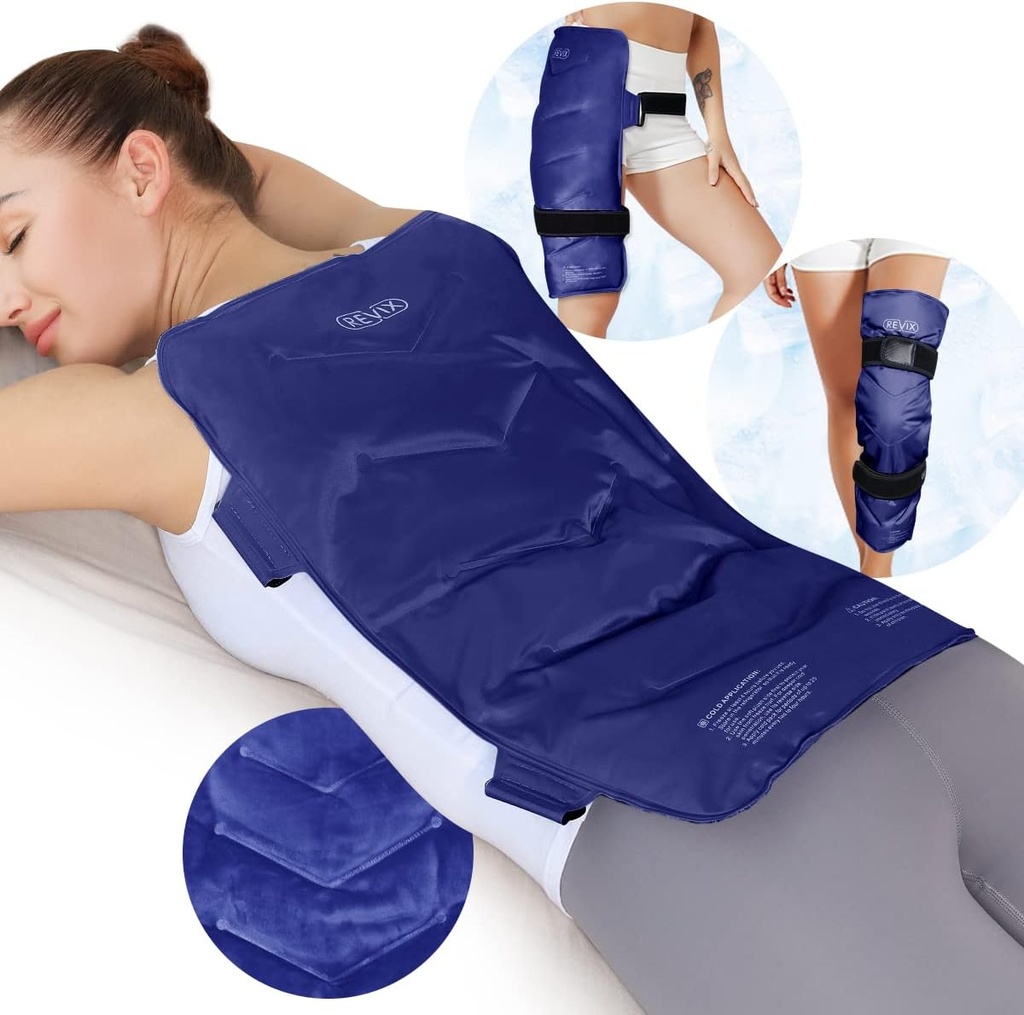 REVIX Großes Eispaket für Rücken, 13” x 21” Wiederverwendbares Gel Cold Pack für Full Back Coverage, Kaltkompress Wrap für Schulter, Hip, Leg Relief, Ideal für Fatigue, Muskel Soreness und Daily Recovery, Navy