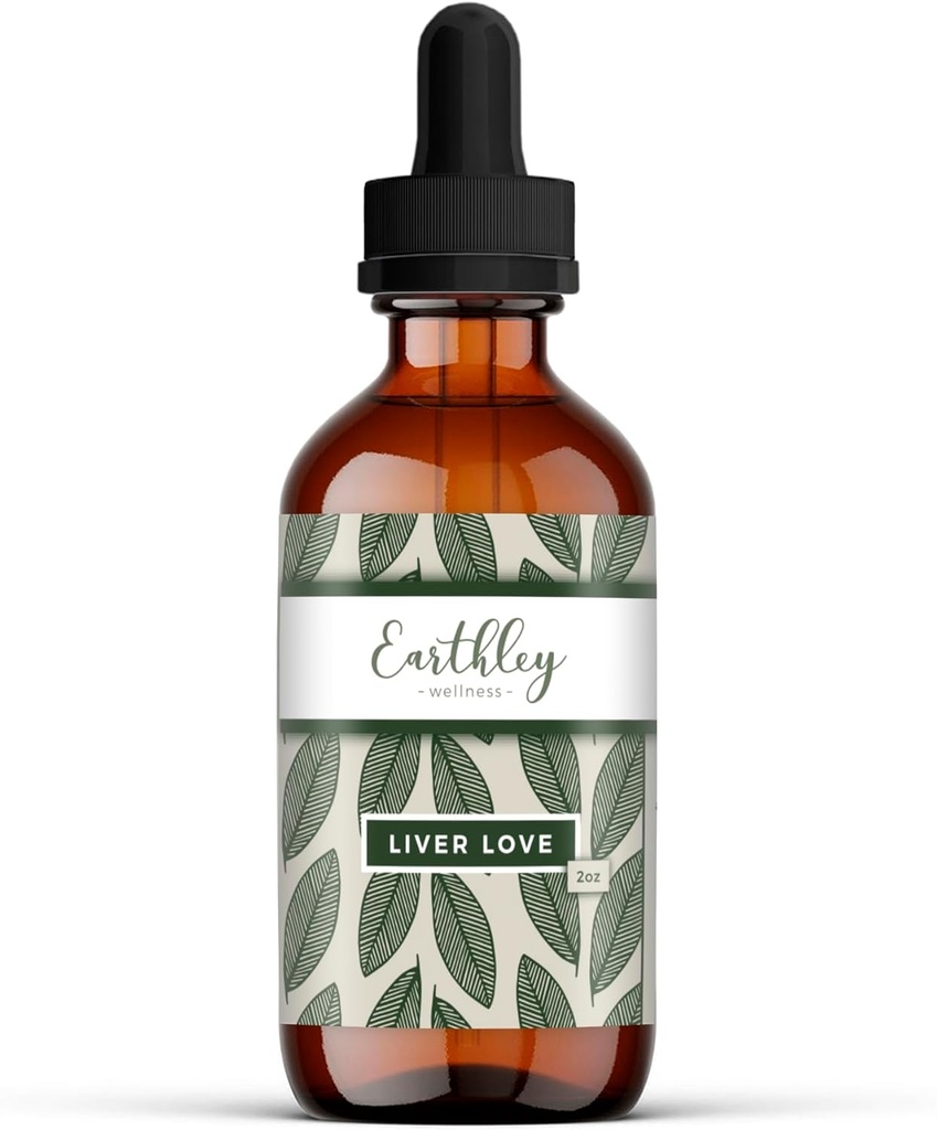 Earthley Wellness Liver Love, Kräutermischung für lebende Unterstützung Milk Thistle Seed, Dandelion Root, Peppermint Leaf, und Turmeric Root, unterstützt Verdauung & Wellness, Natürlich, 2oz (Regular)