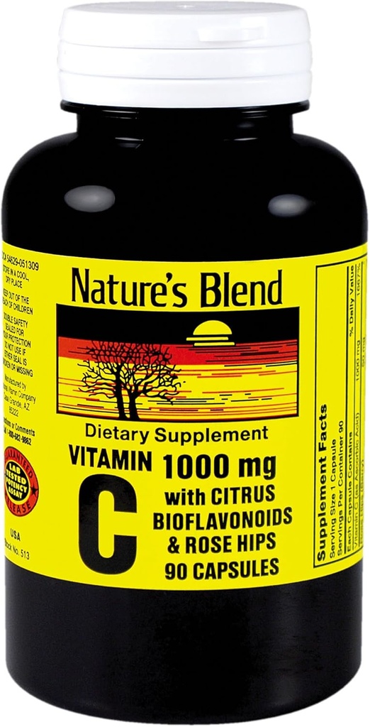 NAT B VIT C W/BIO&RH CP 1000MG 90 by Nature's Blend