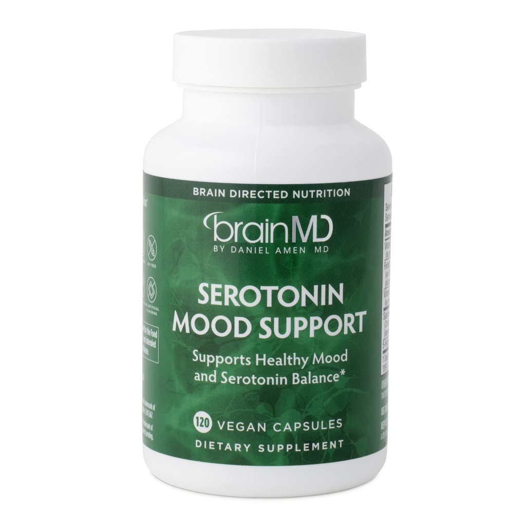 BRAINMD Dr Amen Serotonin Mood Support - 120 Kapseln - Unterstützt gesunde Serotonin Balance - Glutenfrei - 30 Portionen