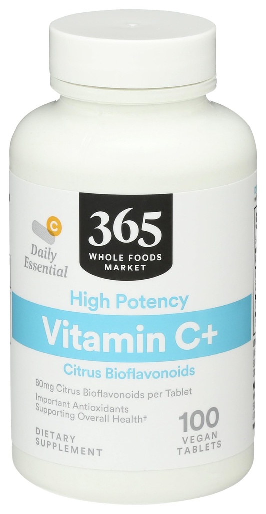 365 von Whole Foods Market, High Potency Vitamin C+, 80mg Citrus Bioflavonoids, Vegan, 100 Tabletten