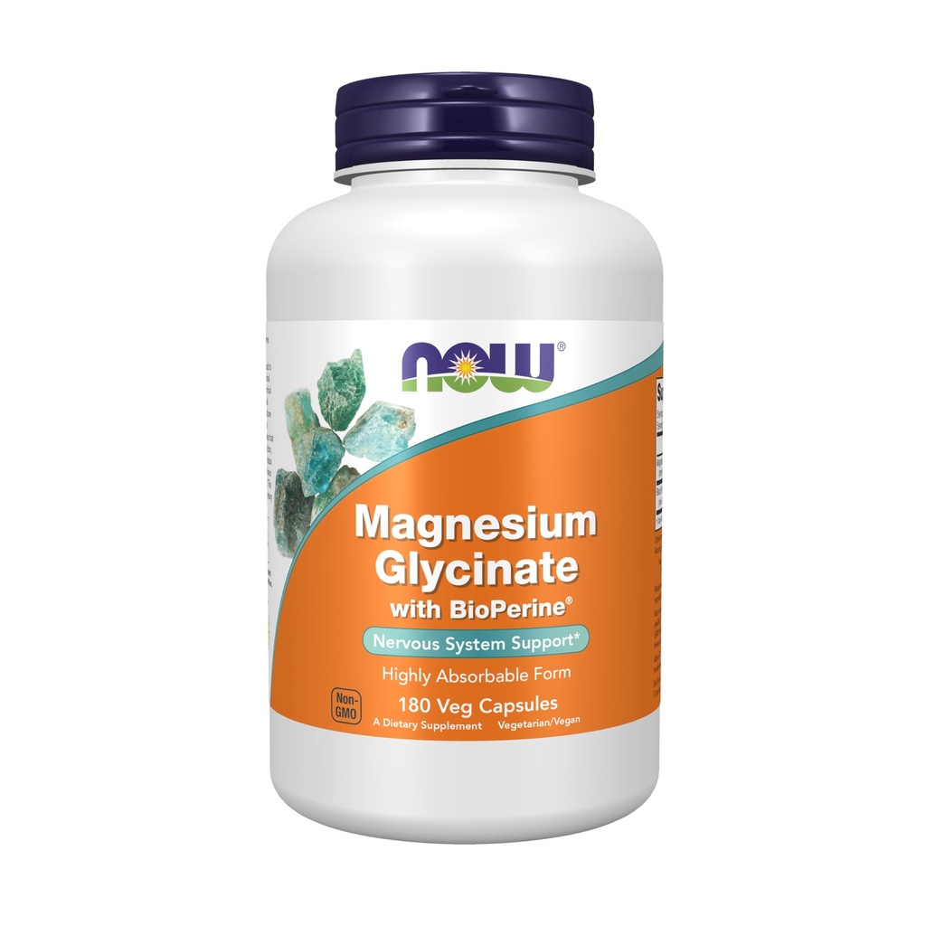 Jetzt Ergänzungen, Magnesium Glycinat mit BioPerine, 180 Veg Kapseln