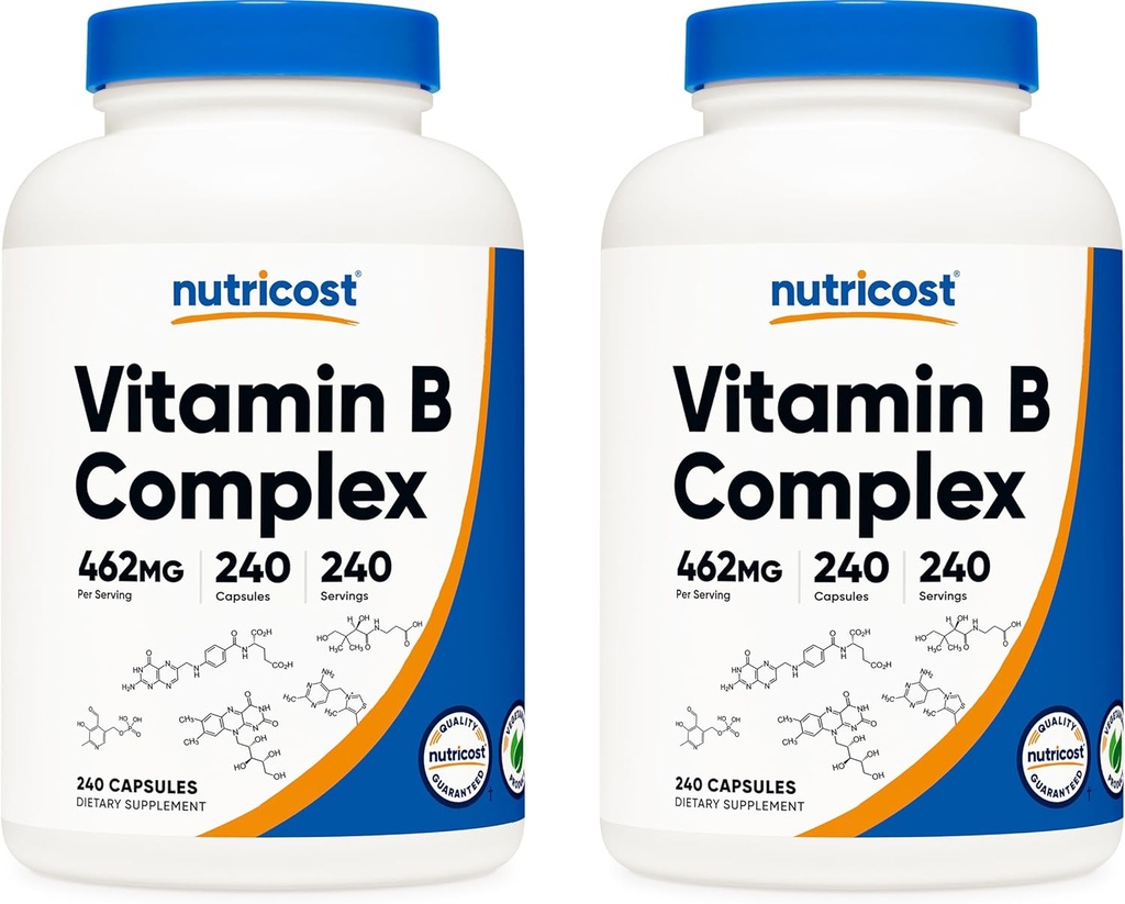 Nutricost High Potency Vitamin B Complex 462mg, 240 Kapseln (2 Flaschen) - mit Vitamin C