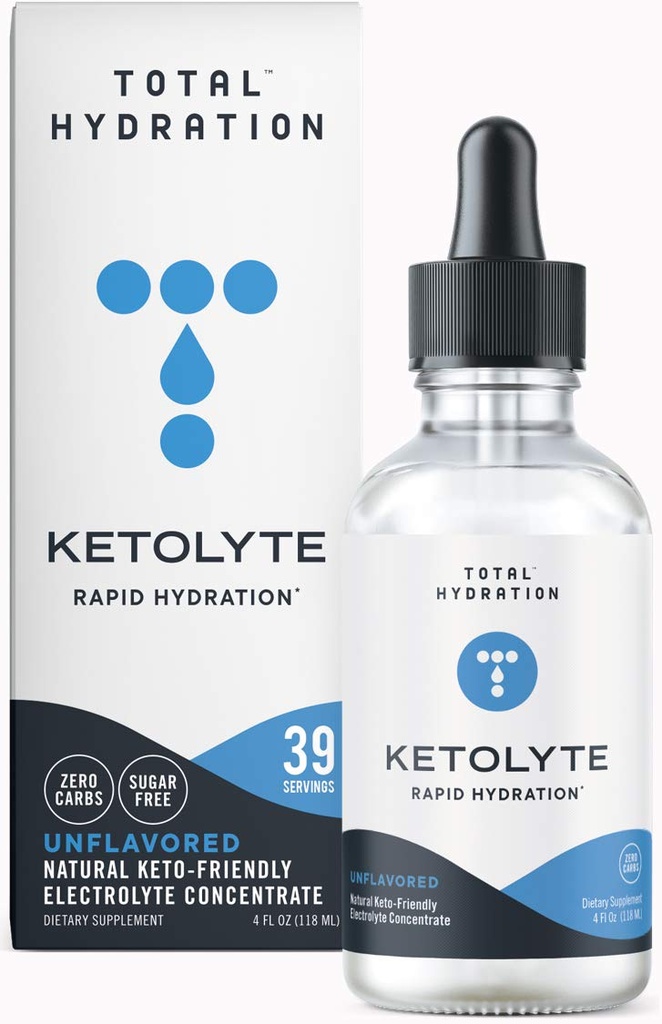 Ketolyte Rapid Hydration (Unflavored) Keto-Friendly Electrolyte Tropfen ohne Kalorien Keine Zucker, natürliche Elektrolyt-Ergänzung mit Magnesium (39 Portionen)
