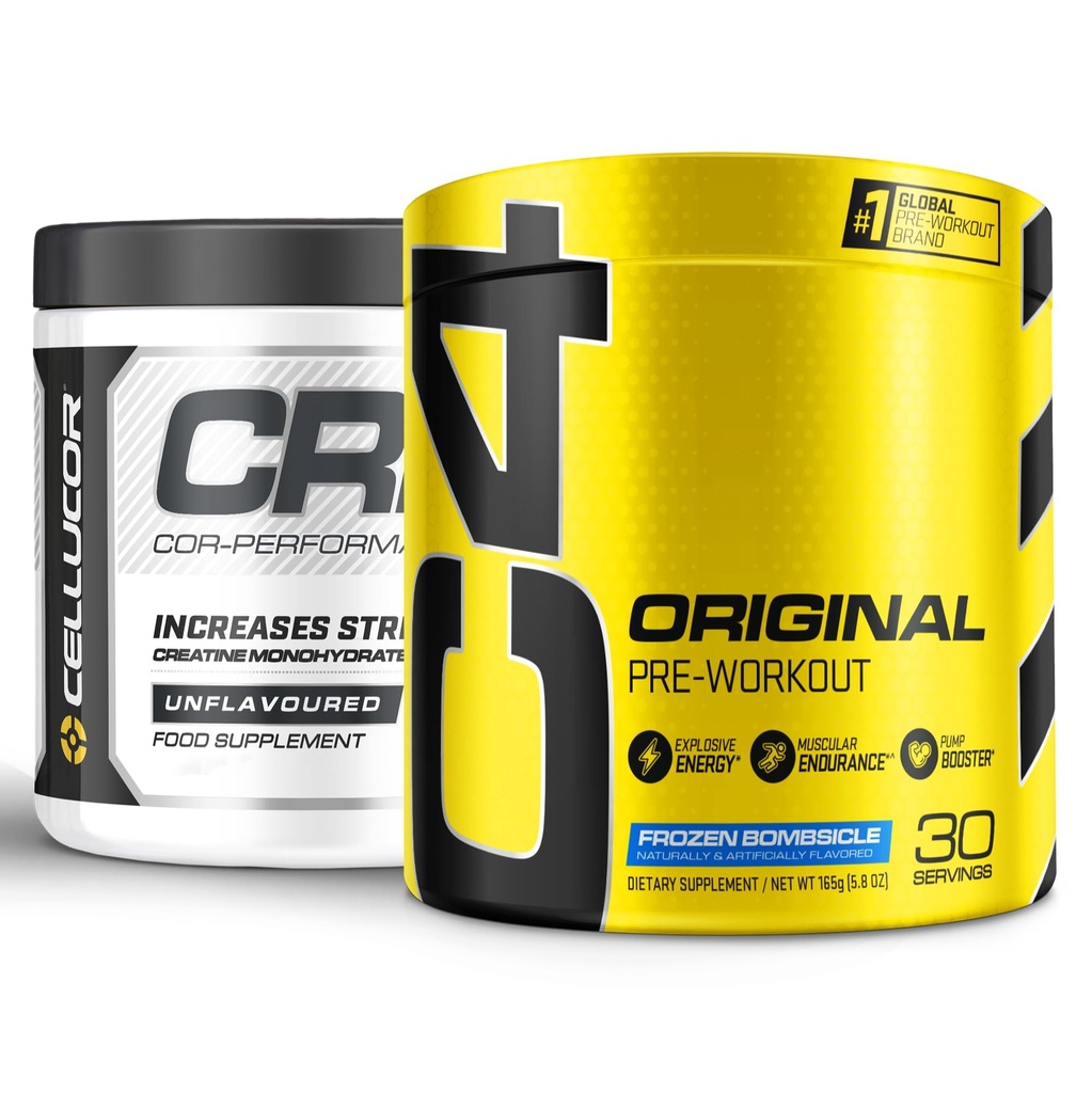 Cellucor Pre Workout & Creatine Bundle, C4 Original Pre Workout Powder, Bombsicle congelato, 30 Serve + Cor Performance Creatine Powder, 72 Serve
