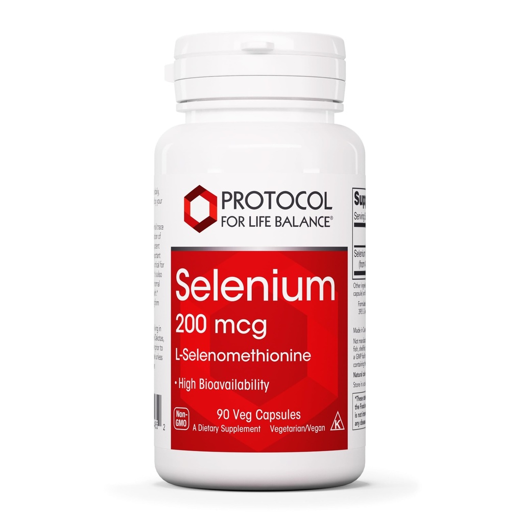Protokoll Selenium 200mcg - Immununterstützung, Schilddrüse & Prostata Gesundheit* - Selen Beilagen - Vegetarisch, Kosher & Halal - 90 Veg Caps