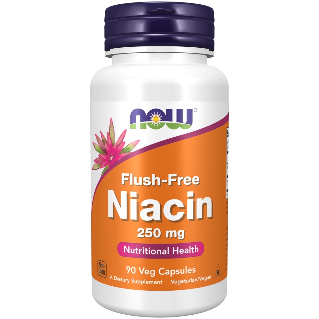 NOW Nahrungsergänzungsmittel, Niacin (Vitamin B-3) 250 mg, Flush-Free, Ernährungsgesundheit, 90 Veg Kapseln