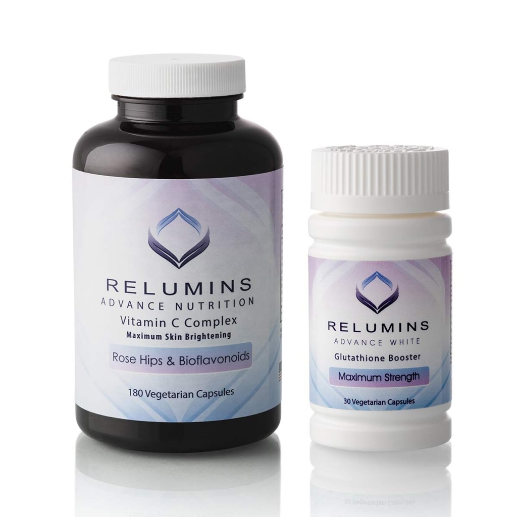 Relumines Advanced Vitamin C MAX Complex und Glutathione Booster Nährstoffunterstützung Kapseln Set - Ultimate Booster Set