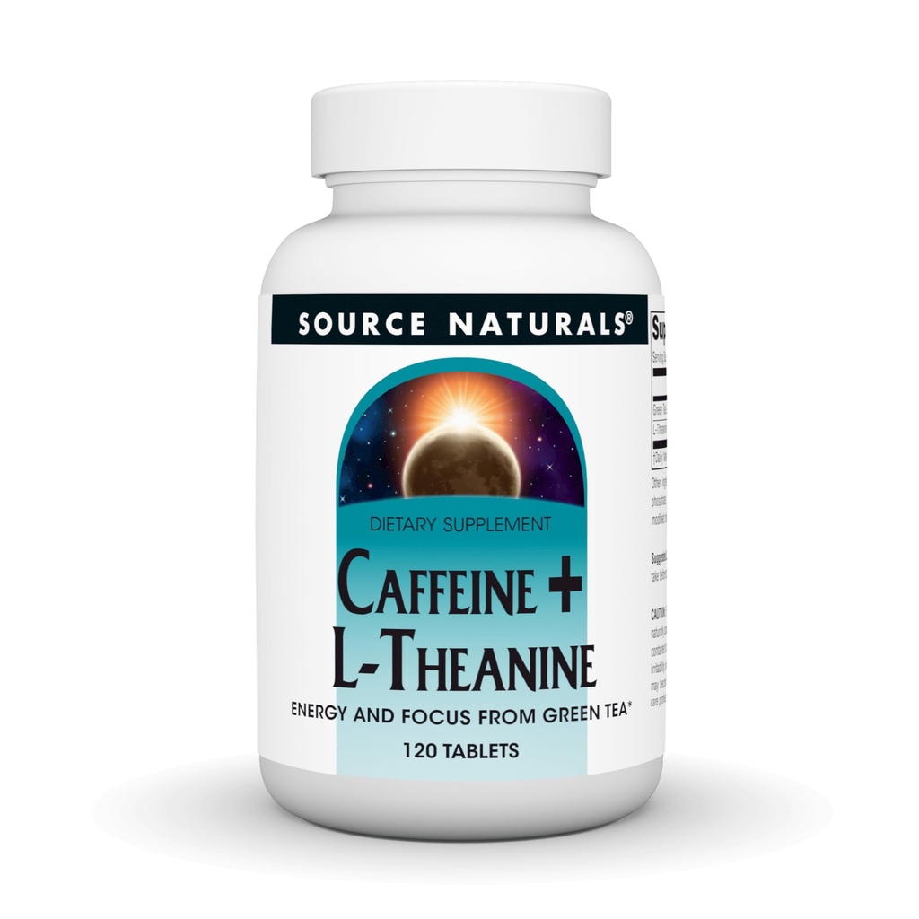 Quelle Naturals Koffein + L-Theanin, Energie und Fokus Unterstützung von Green Tea* - 120 Tabletten