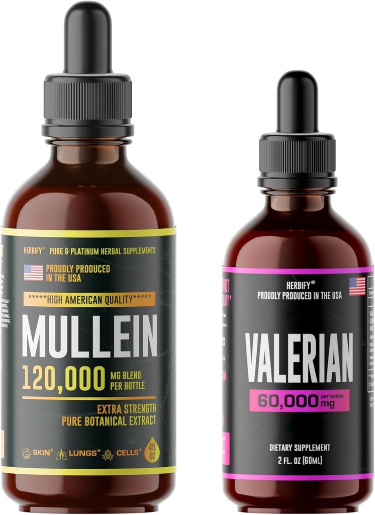 HERBIFY Bundle - Mullein Leaf Extract & Valerian Root Tinture - Respiratorischer Support & Nervous System Support