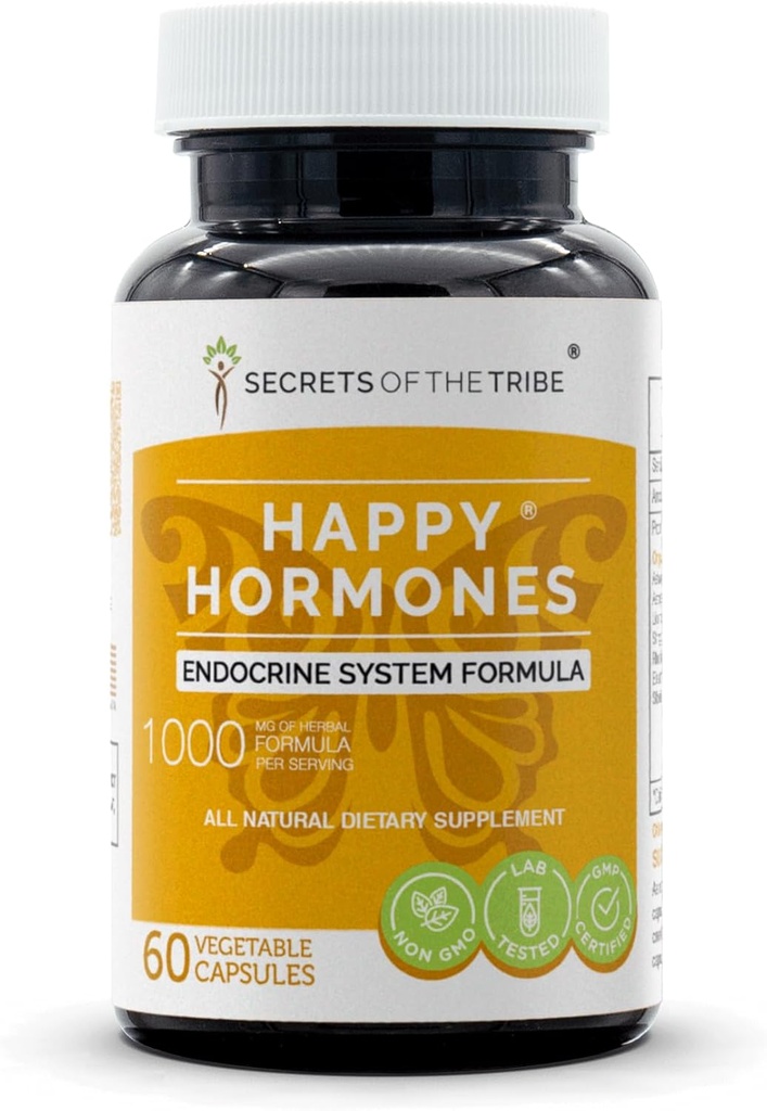 Segreti della Tribù - Ormoni felici, Endocrine System Formula, Herbal Supplement Blend (60 capsule)