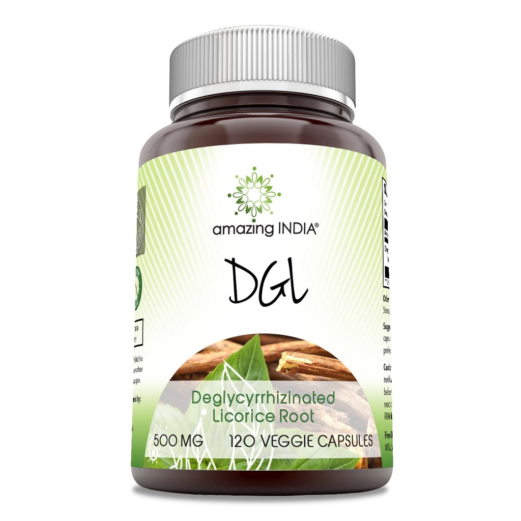 Erstaunlich Indien DGL 500 mg 120 Veggie Kapseln Ergänzung | Non-GMO | Gluten kostenlos