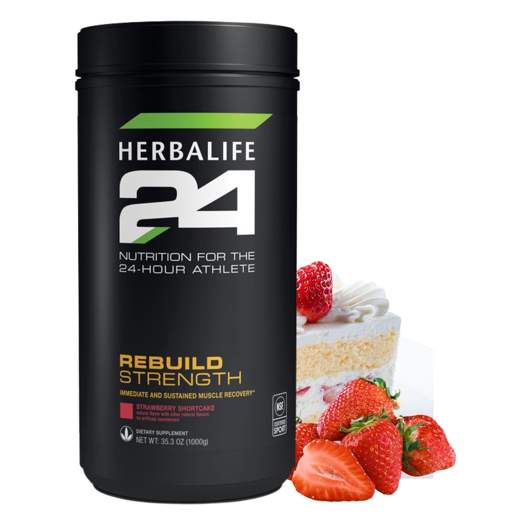 HERBALIFE24 Rebuild Stärke: Strawberry Shortcake (1000 G), Ernährung für den 24-Stunden-Athlet, Rebuild Lean Muskel, Unterstützung Immunfunktion, Natürliche Geschmack, Keine künstliche Süßungsmittel