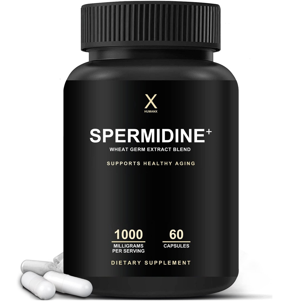 HUMANX Spermidine+ (Tiers États-Unis testés) - Extrait de germe de blé de Spermidine-Rich et Zinc pour activer le renouvellement cellulaire - Capsules non OGM, Spermidine - Soutient le vieillissement en santé - Supplément de Spermidine