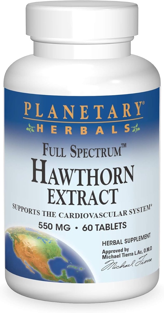 Planetary Kräuter Vollspektrum Hawthorn Extrakt 550 mg Tabs, 60 ct