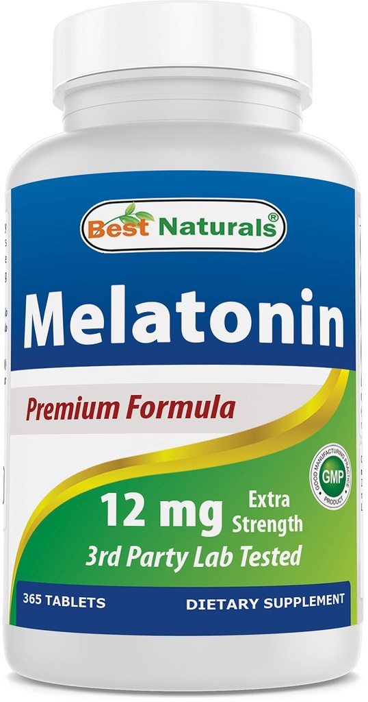 I migliori naturali Melatonina 12 mg (1 anno di fornitura) - Droga-Free Nighttime Sleep Aid - Melatonina per il sonno e il relax, 365 conte (365 conteggio (pacchetto di 1))