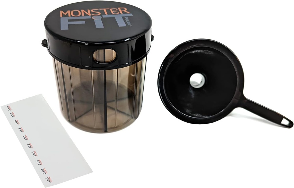 Supplément Monster Fit Médicament Pill Dispenser avec Entonnoir de remplissage et étiquettes, Extra Large Pill Container Poignées Presque n'importe quel supplément (Monster with Entonnoir)