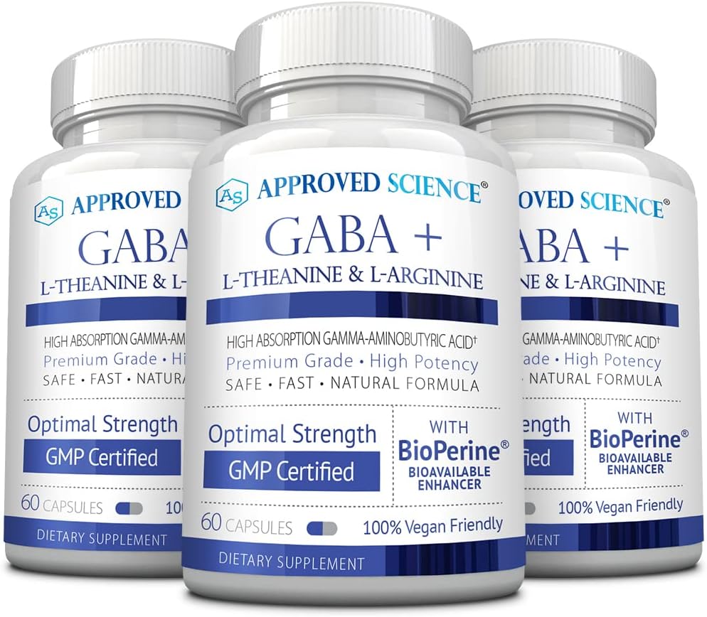 Scienza approvata GABA+ - Promuovere la calma, migliorare il sonno, Boost Mood - GABA, L-teanina, L-arginina, vitamina B6, BioPerine - Alto assorbimento - 180 capsule - Vegan