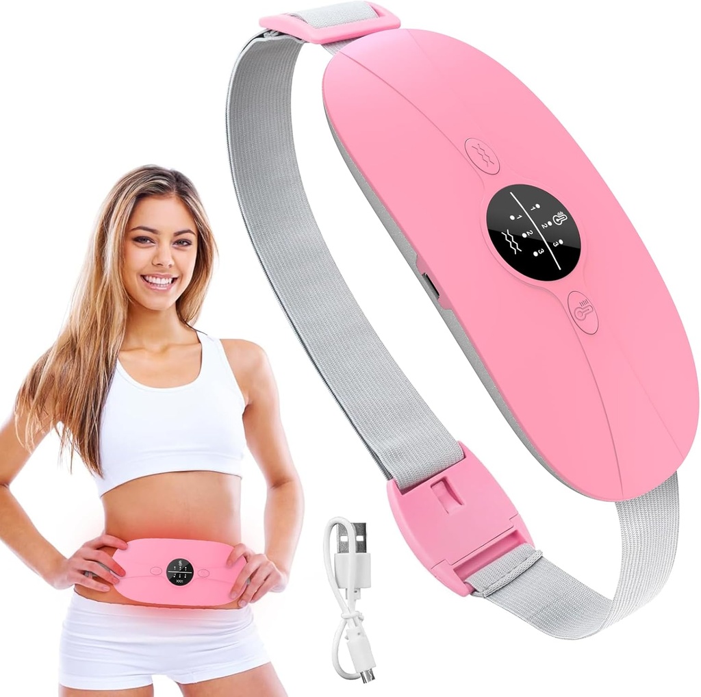 Pad de chauffage pour les crampes d'époque, 3 niveaux de chaleur et 3 modes de massage, Pad de chauffage portable pour les crampes menstruelles de secours, des cadeaux de ceinture de chaleur électrique pour elle, sans fil dos ceinture chauffante Belly pour femmes et fille