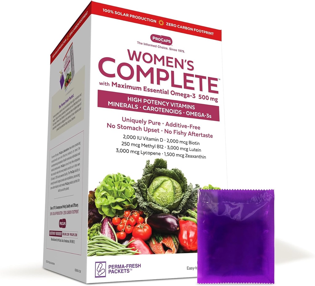 ANDREW LESSMAN Multivitamin - Frauen komplett mit Maximum Essential Omega-3 500 mg 60 Packungen - 30+ hohe Potenzen aller Nährstoffe, essentielle Vitamine, Mineralien, Carotenoide. Keine Zusatzstoffe