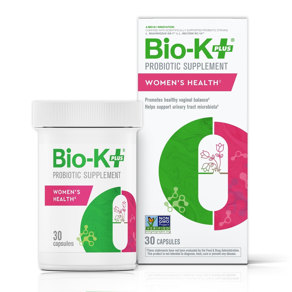 Bio K+ Salute delle donne – Supplemento probiotico per le donne Supporta la salute del tratto vaginale e urinario con 2 miliardi di CFU 2 Strains, Probiotici vaginali per le donne – 30 capsule