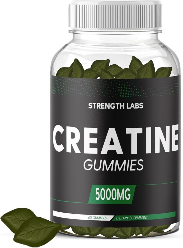 Sugar Free Creatine 5g für Männer und Frauen - Kaubare Creatin Monohydrate Gummis Baugröße mit L-Theanin & Vitamin B12 5000mg Bodybuilding Builder Kraft Muskel - PreWorkout Wachstum