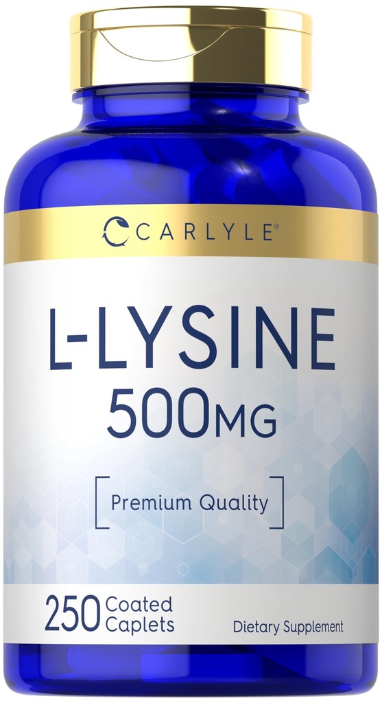 Carlyle L-Lysine 500 mg, 250 capsules de capsules d'acide aminé Supplément végétarien, sans OGM et sans gluten