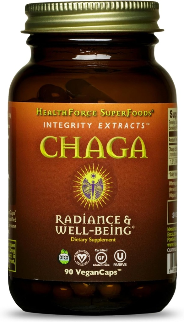 HealthForce SuperFoods Integrity Extrakte Chaga – Kapseln - 90 Vegan Kapseln