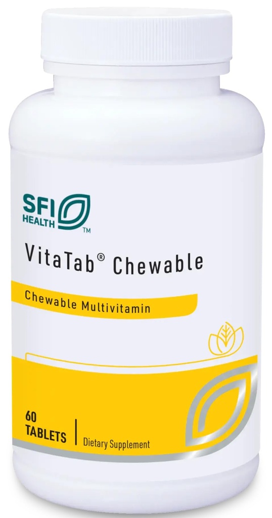 Klaire Labs SFI Health VitaTab Chewable - Multivitamine avec 24 nutriments vitaux pour les enfants et les adultes, cerise naturelle-orange saveur, pas de couleurs artificielles, des arômes, ou des conservateurs (60 comprimés)
