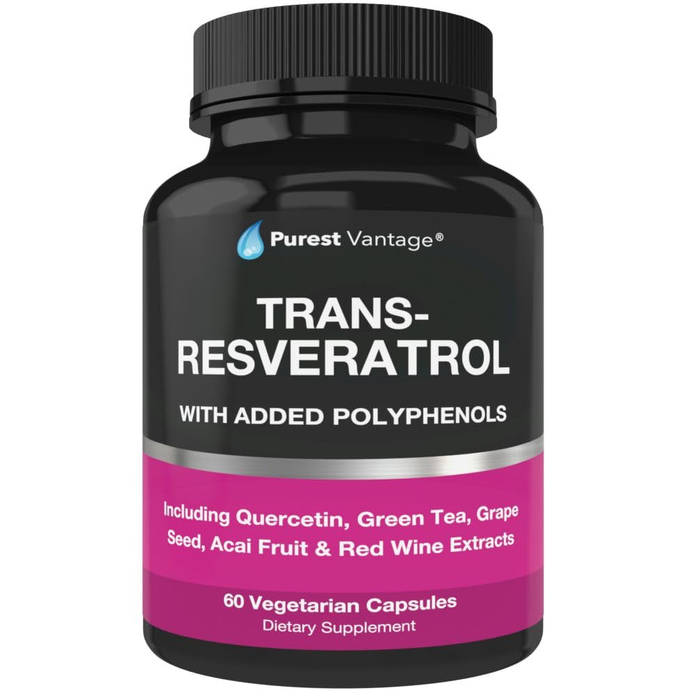 Resveratrol Ergänzung - Potent 1400mg Formel mit Trans Resveratrol, Quercetin, Grape Seed, Grüner Tee, Acai und Rotwein Extrakt - 60 Veggie Kapseln