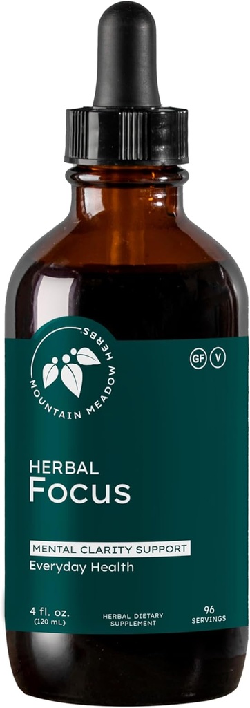 Mountain Meadow Kräuter Kräuter Fokus – Flüssige Kräuterformel für Psychische Klarheit & Alertness, Fast-Absorbierende Tinktur 4oz