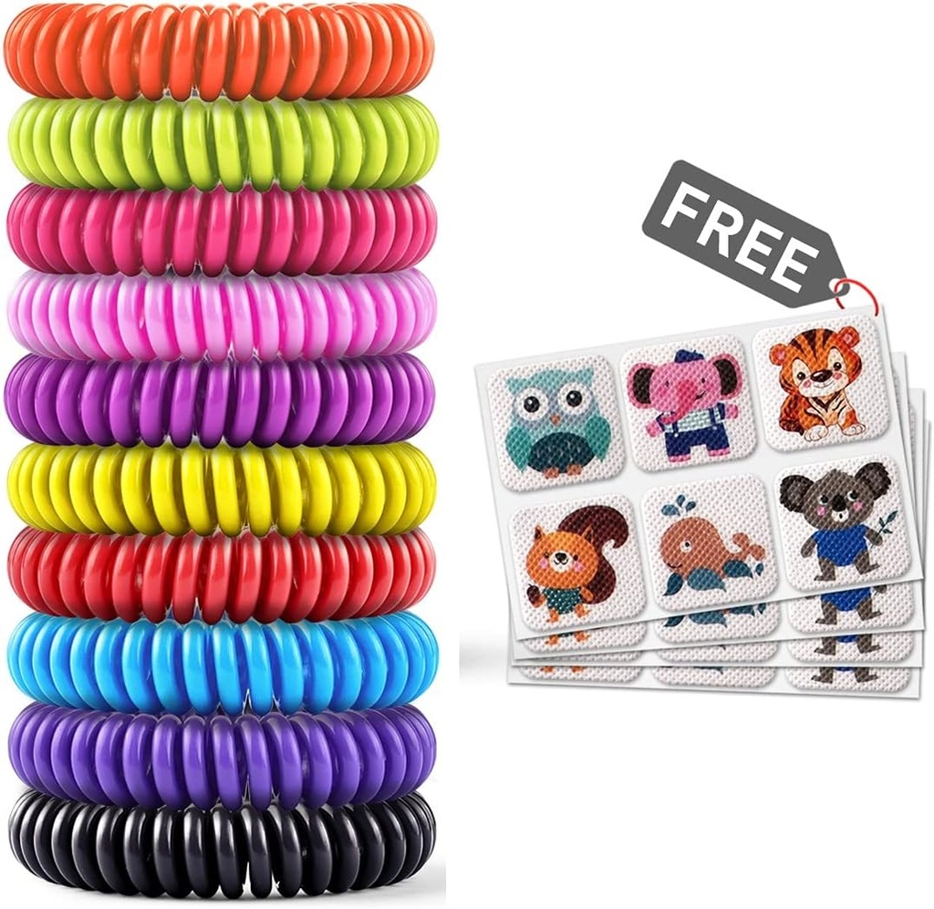 Moskito-Armband 20 Packung mit 4 Aufnäher, Wasserdicht Bug Repellent-Armbänder, Fit für Kinder & Erwachsene, natürliche Inhaltsstoffe und deet-Free, Pest Control, Safe Indoor Outdoor Protection