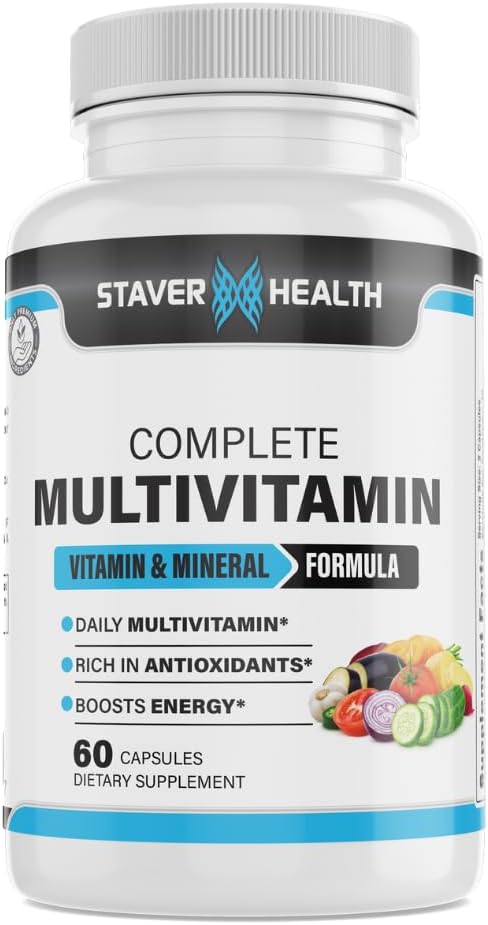 Capsule Multivitaminici Completi per Uomini e Donne - 60 Conte - 30 Serve - 1 Mese di Alimentazione