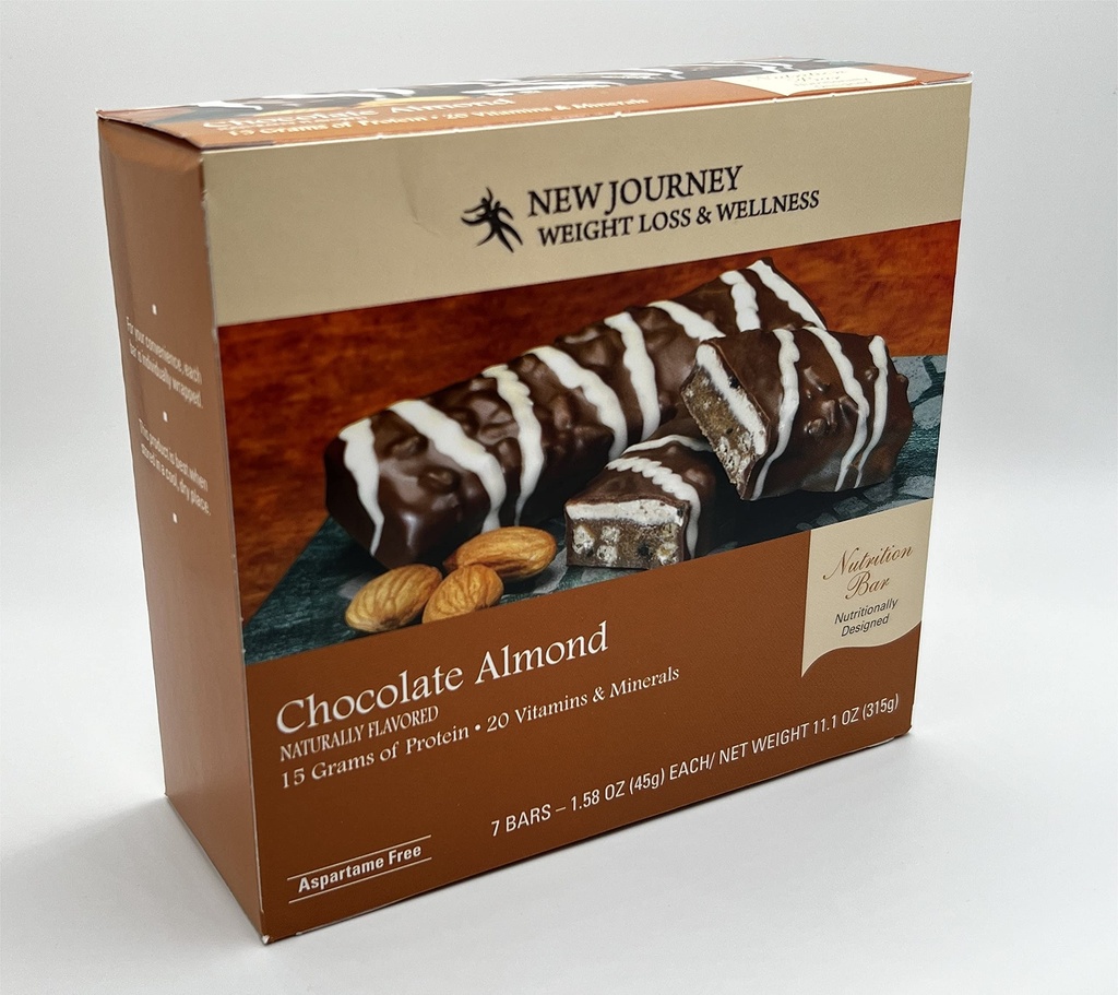 Chocolate Almond Bar - New Journey Weight Loss & Wellness - High Protein Nutrition Bar (7 Bars/Box)