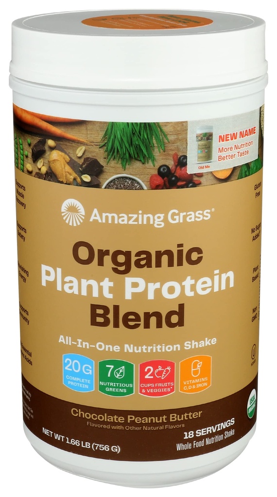 Amazing Grass Bio Pflanzenprotein Mischung: Vegan Protein Powder, New Protein Superfood Formula, All-In-One Nutrition Shake With Beet Root, Original, 18 Servierungen (Chocolate Peanut Butter)