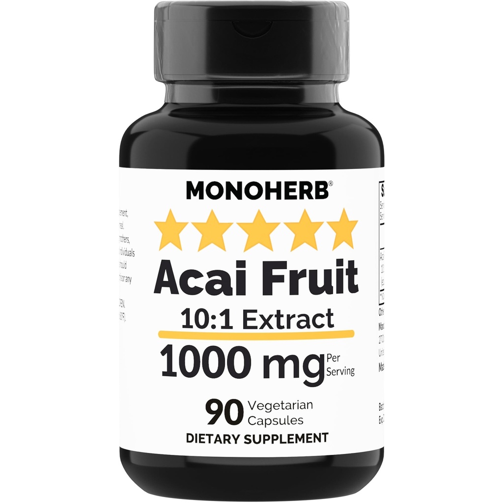 MONOHERB Extrait de fruits d'açai 1000 mg - 90 Capsules végétariennes