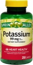 Potassium Heart Health Supplement Caplets, 99 mg, 250 Count (Pack of 1)