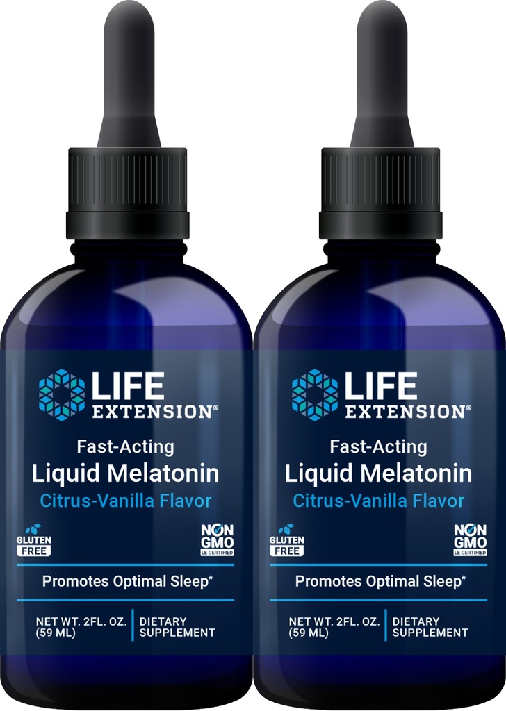 Estensione della vita Melatonina liquida ad azione rapida (Citrus-Vanilla), 2 once fluide (Pack of 2)