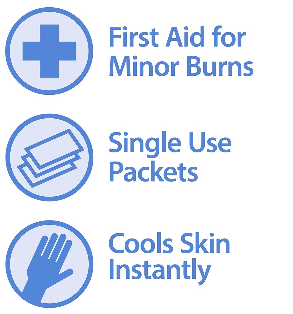 Globe Premiers soins Gel de brûlure avec Aloe 0.9g Packets, (boîte de 144) Gel de premiers soins avancé pour le soulagement temporaire des brûlures mineures, des coupures et des éclats