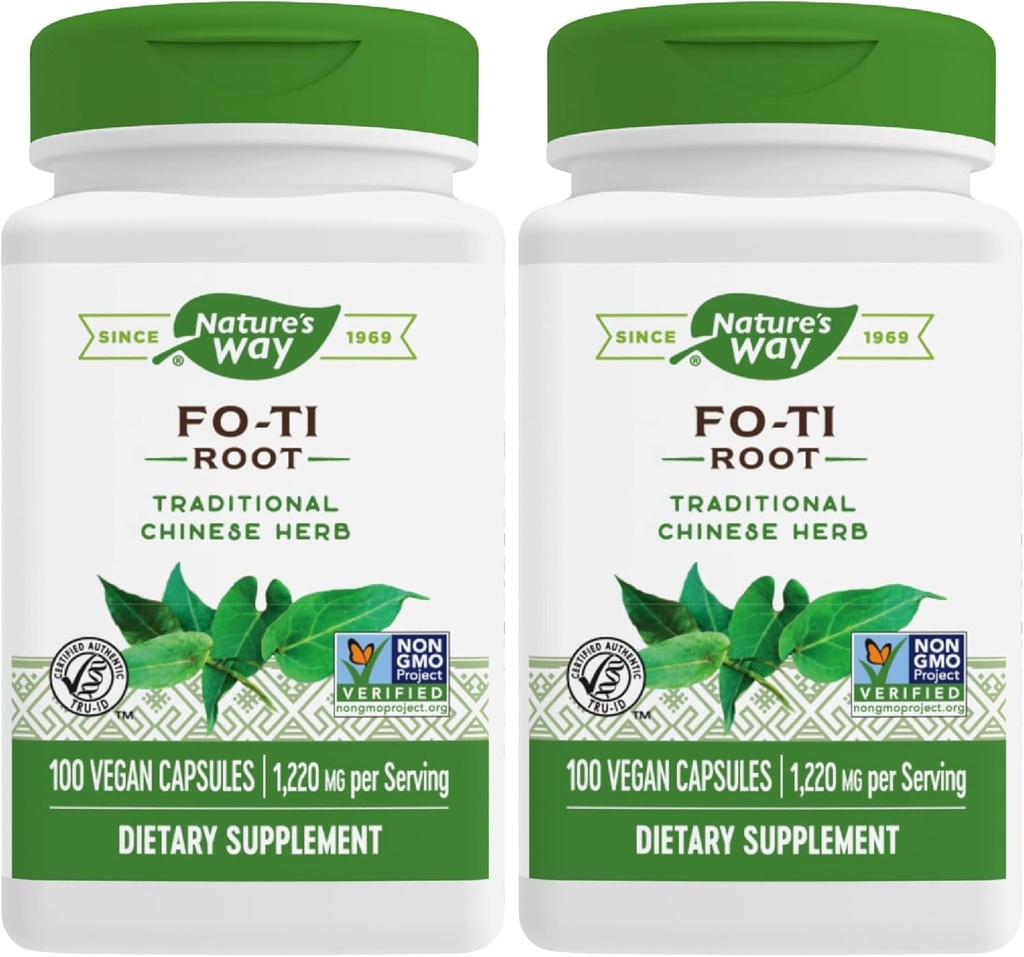 Racine Fo-Ti, plante chinoise traditionnelle, 1,220 mg par portion, 100 capsules (paquet de 2)