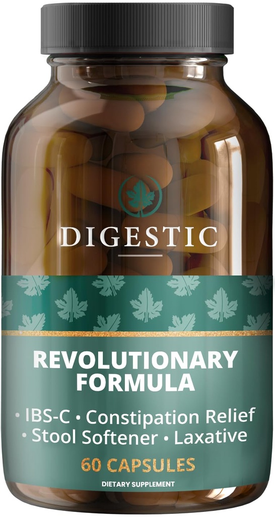 Digestic - Laxative for Constipation Relief, Hocker-Erweicher für IBS Schwere und starke Verstopfung 100% natürlich - 60 Kapseln - Colon Cleanse, Detox Cleanse, Gas und Bloating Stomach Relief für Erwachsene