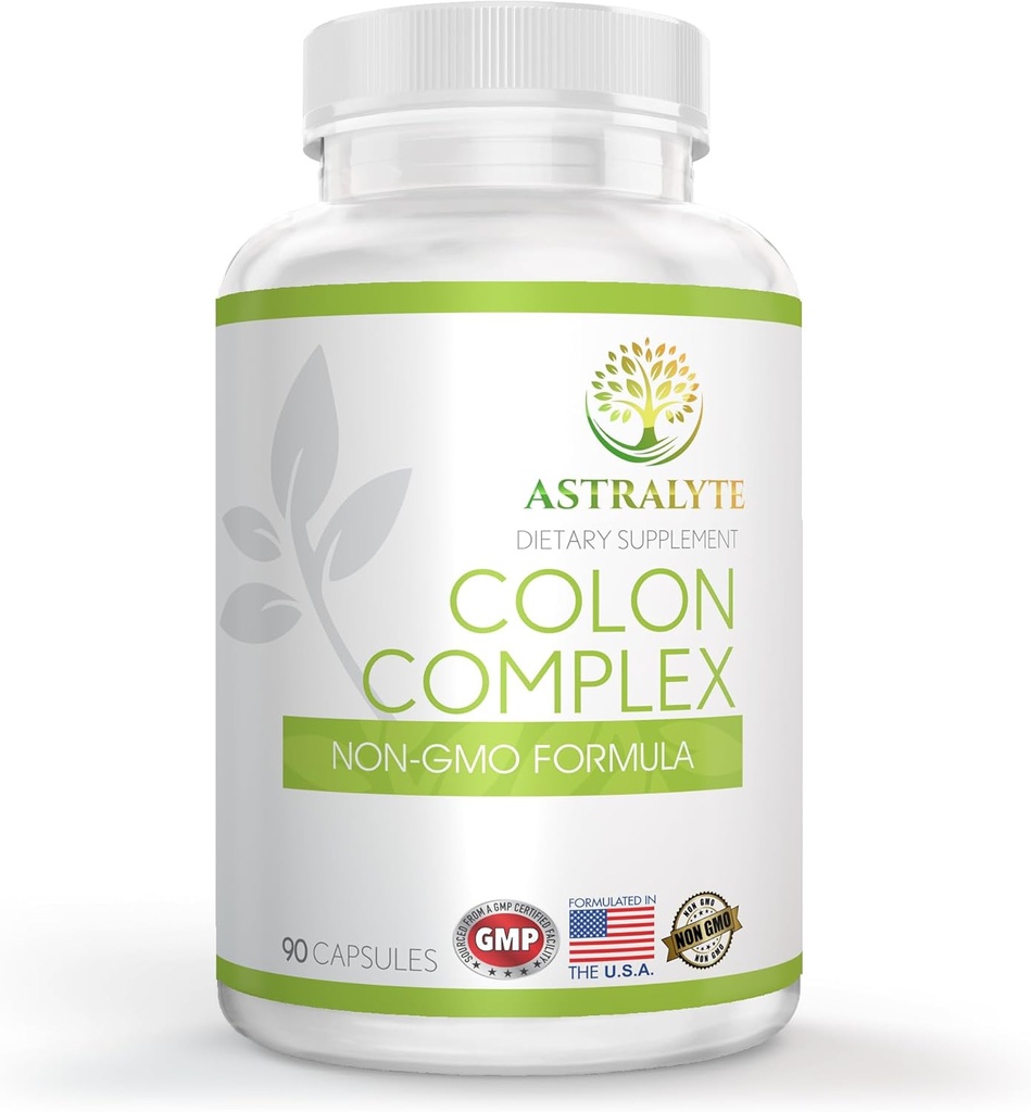 ASTRALYTE Colon Complex – für Colon Discomfort - Mild Symptoms - Aloe Vera – Prune Fruit - Ginger Root – Non GMO – 90 Count