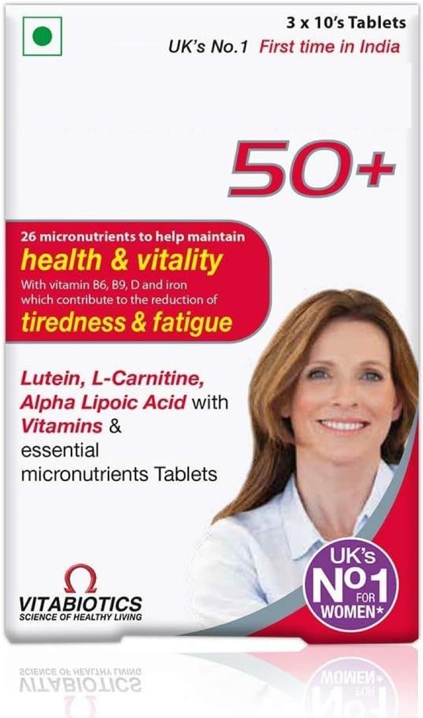 Woman 50+ multivitamins with Vitamins, Iron, Calcium, Amino acids, Maintain Energy, Vision & Heart Health, Vegetarian 30 Tablets