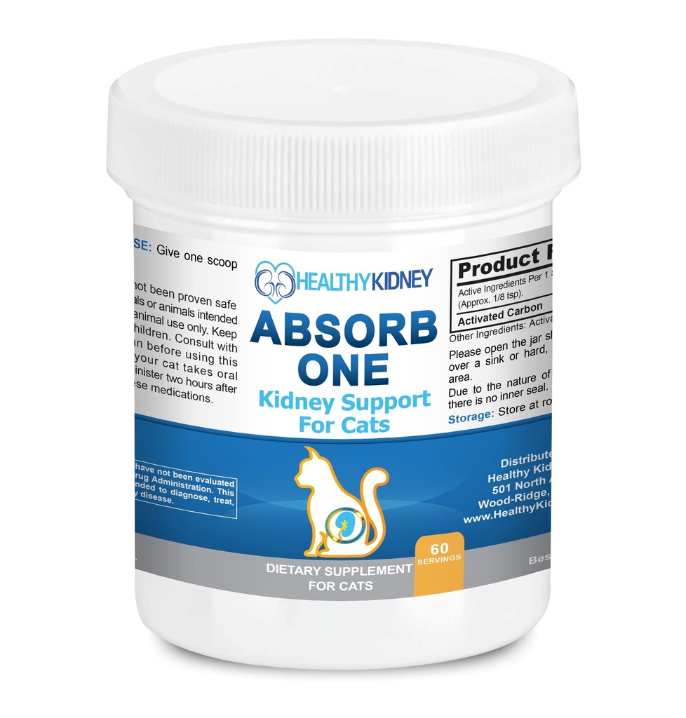 Supplemento di supporto per il rene del gatto per la funzione normale del rene in gatti. Vet-Formulato 1/8 TSP al giorno 60 Serve: Absorb One