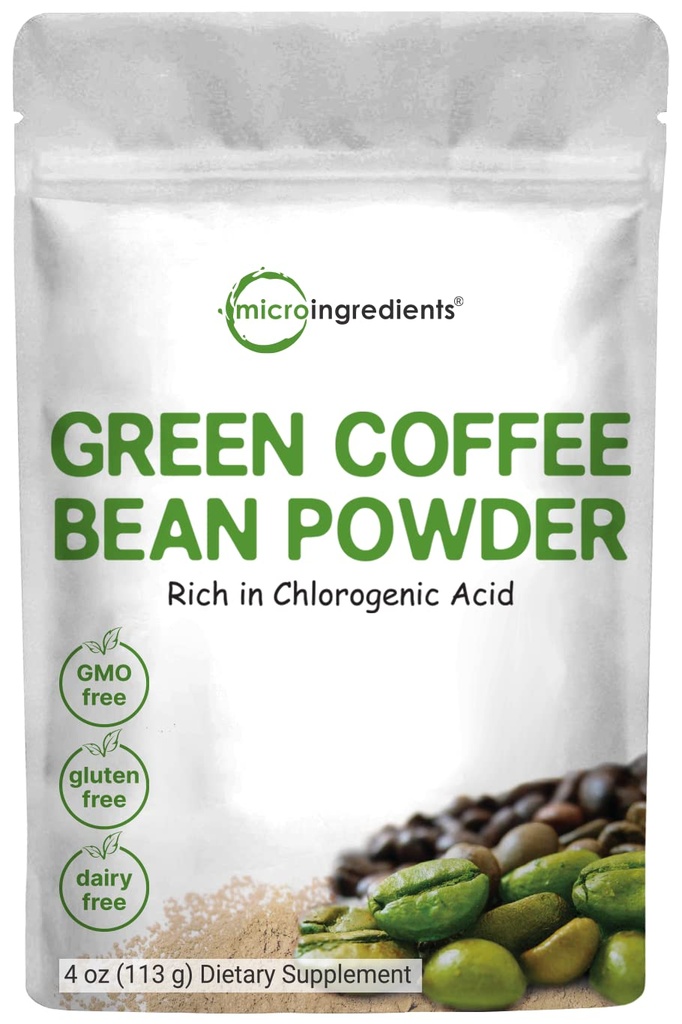 Extrait de fèves de café vert pur, 4 once, sans remplissage avec caféine naturelle, supplément de fèves de café vert avec 50% d'acide chlorogène, soutient le métabolisme et la gestion du poids, végétalien amical
