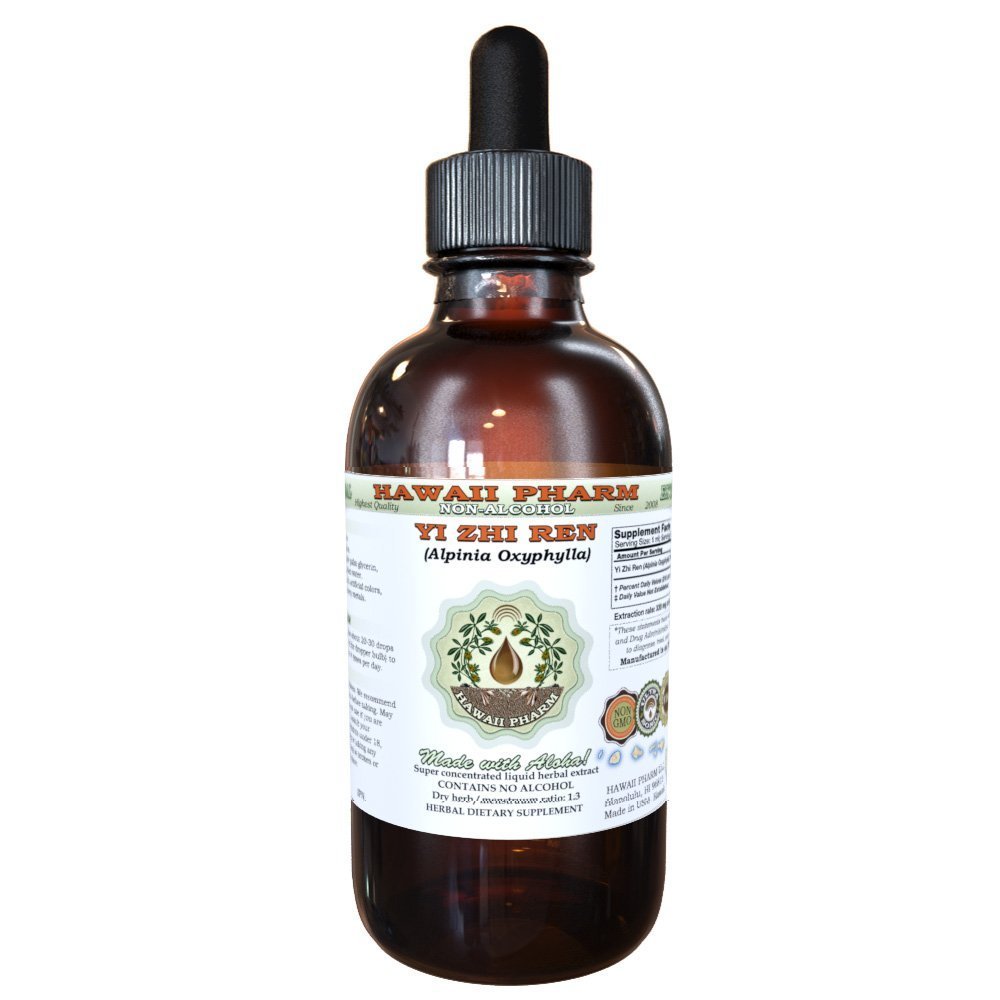 Yi Zhi Ren Extrait liquide sans alcool, Yi Zhi Ren, Sharpleaf Galangal (Alpinia Oxyphylla) Supplément aux plantes glycérites naturelles, Hawaii Pharm, États-Unis 2 fl.oz