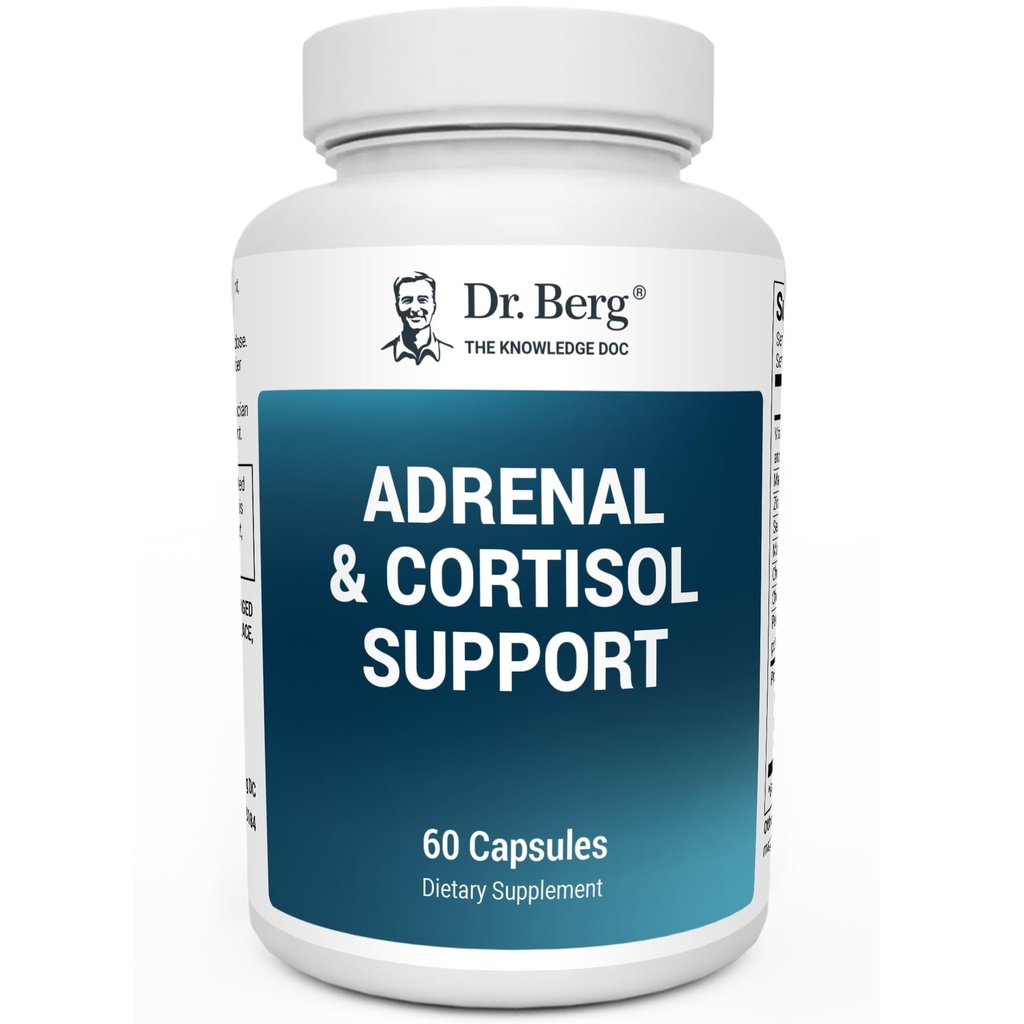 Dr Berg Adrenal & Cortisol Capsules - Suppléments adrénaux & Cortisol Manager - Mood, Focus, Relaxation et support du stress - Suppléments adrénaux avec Extraits Ashwagandha - 60 Capsules
