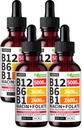 (4 Pack) Vitamin B12 und B6 Flüssigkeitstropfen, B12 Sublingual Vitamin B Complex - B 12 Vitamin 5000mcg - B12 Methylcobalamin für Energie, Gehirn und Herz Unterstützung mit 27,200 mcg, Erdbeere, 80 Servierungen