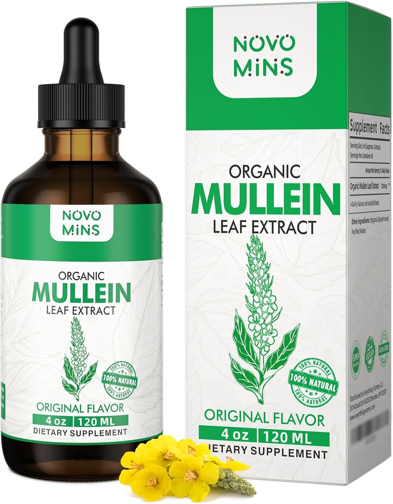 Mullein Leaf Tincture - Lung Cleanse - Vegan Lung Detox - Respiratory Health and Immune Support Drops - Natural Supplement Liquid Extract 4 fl.oz. Clorofilla